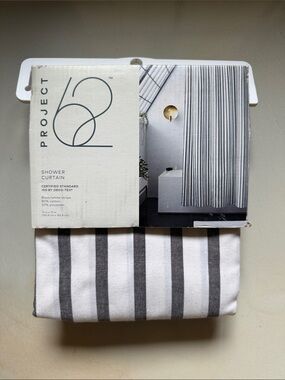 Project 62 Black and White Vertical Stripe 72x72 Shower Curtain